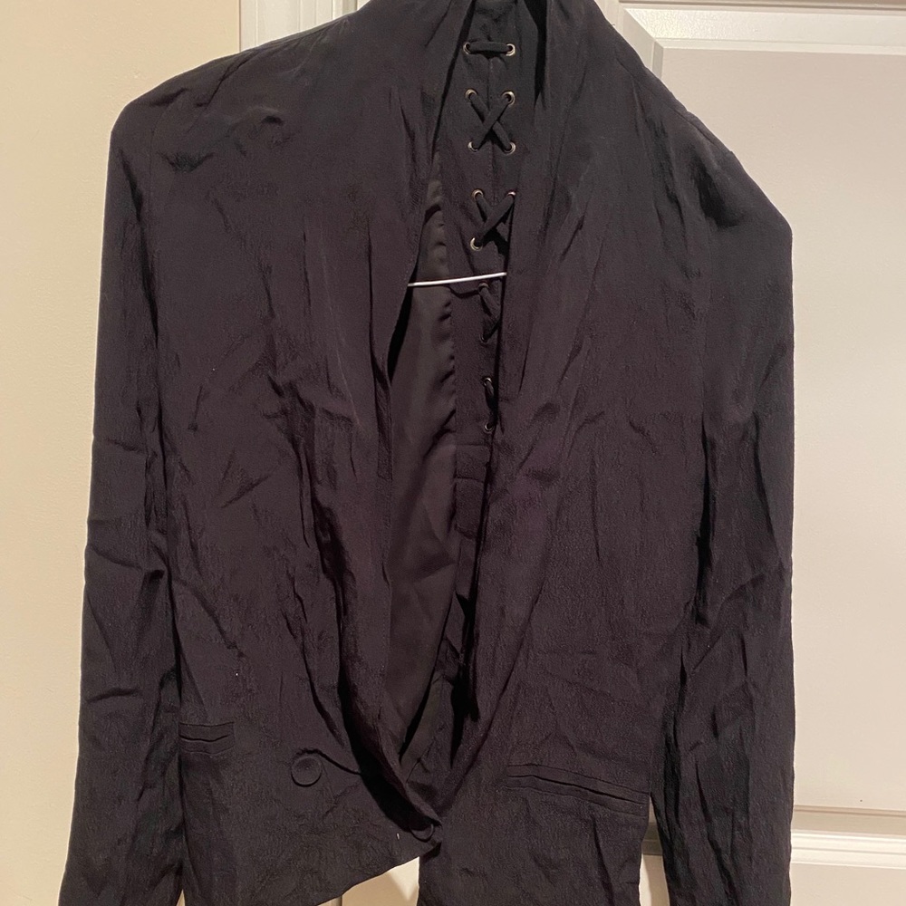 Black Blouse with Lace Up Back Size 10